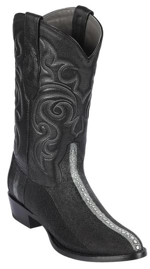 Los Altos Men's Black Genuine Stingray Round-Toe Cowboy Boots
