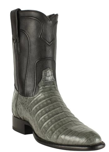 Los Altos Gray Genuine Caiman Belly Round Roper Toe Cowboy Boots 698209