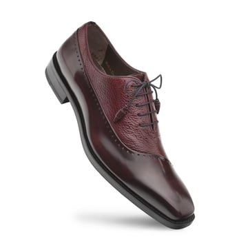 Mezlan "Postdam" Burgundy Genuine Calfskin / Deerskin Leather Bal Oxford Shoes 16409.