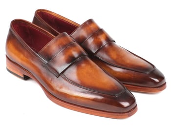 Paul Parkman ''093-BRW" Brown Genuine Hand-Painted Calfskin Leather Loafers.