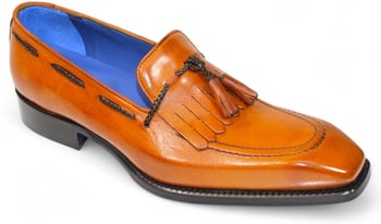 Emilio Franco "Tommaso" Gold Genuine Italian Calf Leather Tassel Loafers.