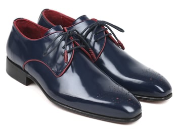 Paul Parkman "57RG27" Navy Medallion Toe Derby Shoes.