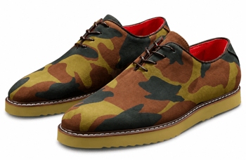 Tayno Wager Green-Brown Camouflage Python-Embossed Vegan Suede Oxford Sneakers