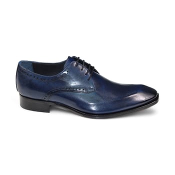 Duca Di Matiste "Arpino" Navy Blue Genuine Italian Calfskin Lace-Up Shoes.