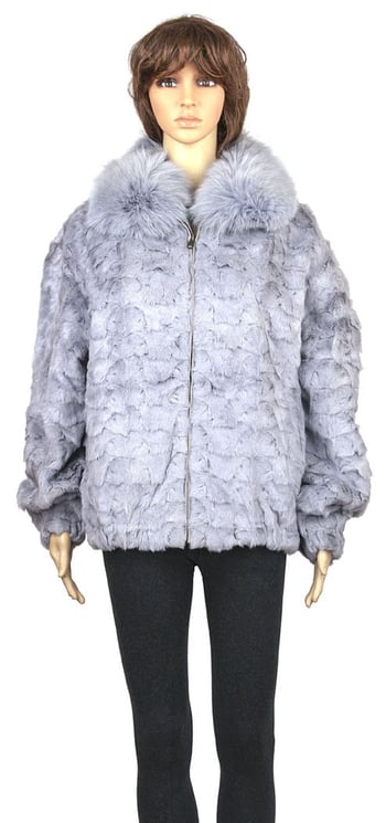 Winter Fur Ladies Sapphire Diamond Mink Jacket With Full Skin Fox W49S05SA.