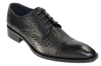 Duca Di Matiste Trento Men's Black Calfskin Lace-Up Oxford Shoes