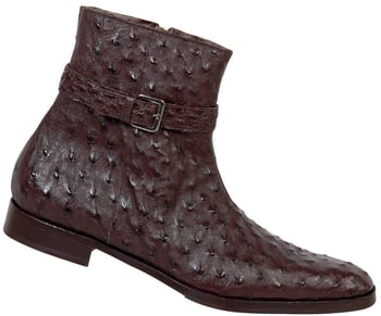 Mauri 4390 Nicotine Genuine All-Over Ostrich Boots With Ankle Buckle