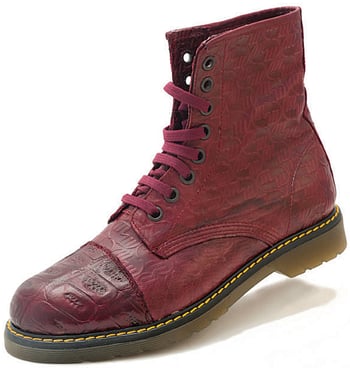 Mauri "Tempo" M761 Burgundy Genuine Baby Crocodile / Embossed Nappa Calfskin Lace Up Boots