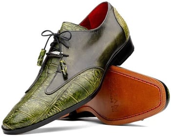 Marco Di Milano ''Anzio'' Green Genuine Alligator and Calfskin Dress Shoes