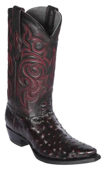 Los Altos Black Cherry Genuine Full Quill Ostrich Snip Toe Cowboy Boots 940318