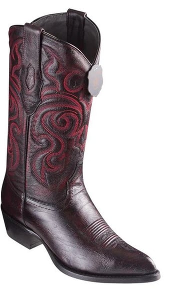 Los Altos Black Cherry Genuine Ostrich Leg J Toe Cowboy Boots 999718