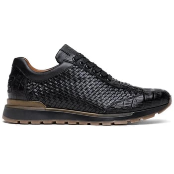 Marco Di Milano "Roma" Black Genuine Caiman Crocodile Fashion Sneaker