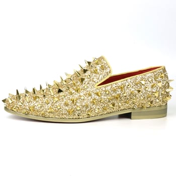 Fiesso Gold Glitter Gold Slip on Loafer FI7517.