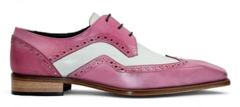 Duca Di Matiste "Saranno" Pink / Bone Genuine Italian Calf Leather Lace-Up Derby Shoes.