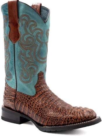 Ferrini Sport Rust Crocodile Print Leather Square Toe Cowboy Boots 40493-23