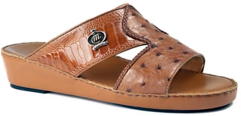 Mauri "5006" Cognac Genuine Ostrich / Ostrich Leg Platform Sandals.