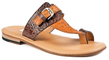 Mauri "5057" Sport Rust / Chestnut Genuine Frog / Ostrich Slide-In Open Toe Sandals.