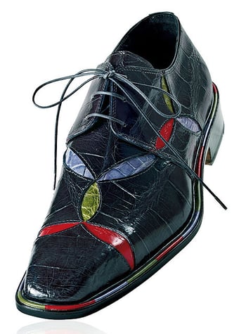 Mauri "Ease" 4169 Charcoal Grey With Red/Violet/Apple Green Accents Genuine All-Over Alligator Shoes