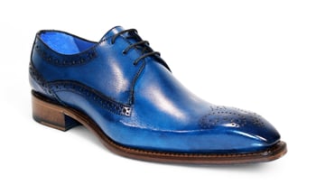 Emilio Franco "Giacamo" Ocean Blue Genuine Italian Calf Leather Lace-Up Dress Shoes.