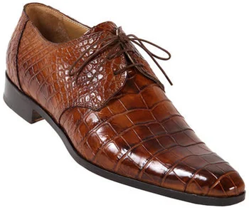 Mauri "2500" Rust Genuine All-Over Alligator Hand Painted Lace Up Shoes.