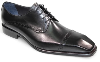 Duca Di Matiste "Lombardi" Black Genuine Italian Calf Leather Lace-Up Dress Shoes.