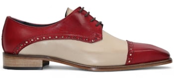 Duca Di Matiste "Lombardi" Red / Beige Genuine Italian Calf Leather Lace-Up Dress Shoes.