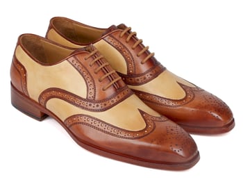 Paul Parkman Brown / Beige Genuine Leather Oxford Shoes 224BJ57