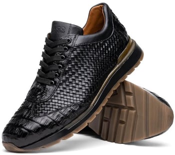 Marco Di Milano "Roma" Black Genuine Caiman Crocodile Fashion Sneaker