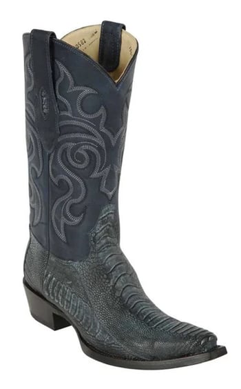 Los Altos Bustic Blue Genuine Ostrich Leg Snip Toe Cowboy Boots 940582