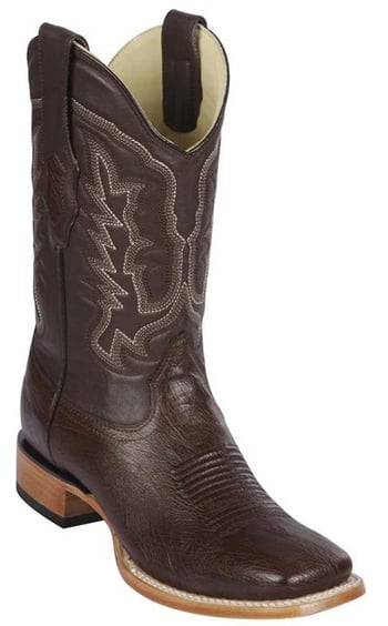 Los Altos Brown Genuine Smooth Ostrich Leather Wide Square Toe Cowboy Boots 8279707C