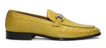 Duca Di Matiste Vasto Yellow Calf Leather Bit Loafers Hand-stitched in Italy