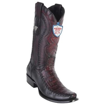 Wild West Black Cherry Genuine Caiman Belly Dubai Toe Cowboy Boots 279F8218