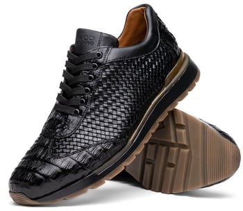 Marco Di Milano Roma Black Genuine Caiman Crocodile Sneakers