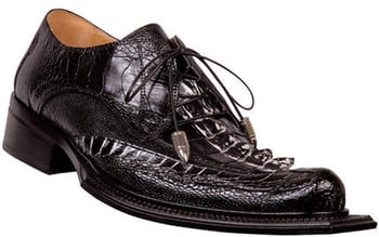 Mauri 44161"Daydreaming" Black With Hornback Crocodile / Ostrich Genuine Shoes With Bullet Tassel Laces