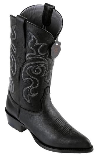 Los Altos Black Genuine Grisly Leather J Toe Cowboy Boots 992705