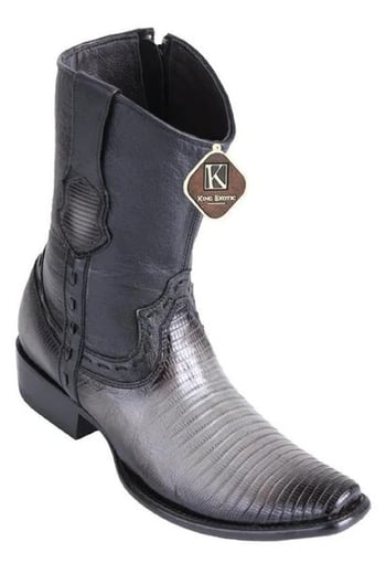 King Exotic  Faded Gray Genuine Teju Boots   Dubai Square Toe Cowboy Boots 479B0738