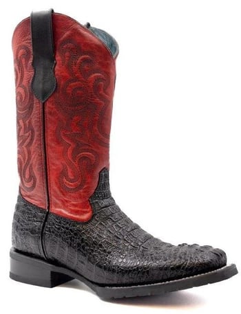 Ferrini Black Crocodile Print Leather Square Toe Cowboy Boots 40493-04