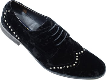 Fiesso Black Wrinkled Velvet Shoes With Metal Studs FI8430