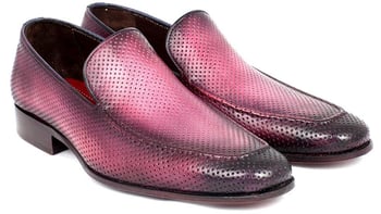 Paul Parkman ''874-PURP'' Purple Genuine Perforated Leather Loafers.