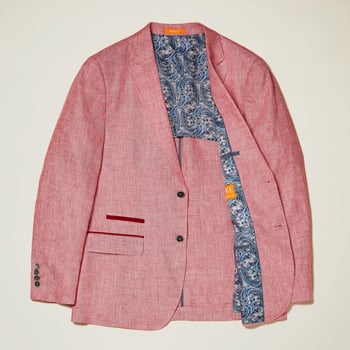 Inserch Raspberry Red Hand Woven Irish Linen Modern Fit Blazer 535