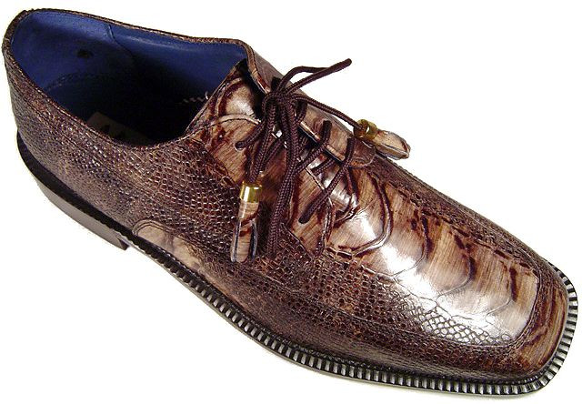 Marco Vicci Brown/Taupe Ostrich Print Shoes display picture 2
