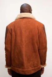 G-Gator Brown Genuine Sheepskin Sherpa Jacket With Alligator Trimming 7700.