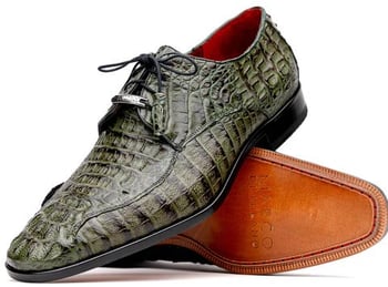 Marco Di Milano ''Apricena'' Green Genuine Caiman Crocodile Dress Shoes