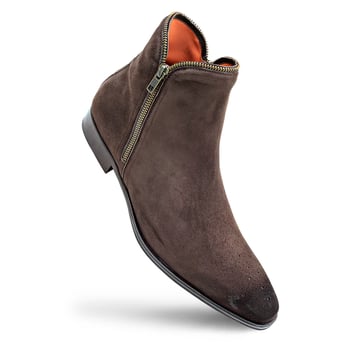 Mezlan Moretti Brown Genuine Suede Ankle Boots with Side Zip 21686