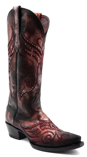 Ferrini Ladies "Masquerade" Red Full Grain Leather Snipped Toe Cowgirl Boots 84561-22