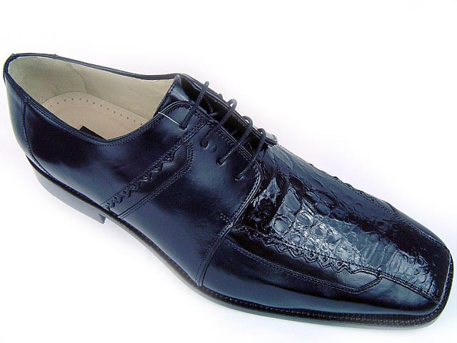 Steve Harvey Collection Sebastian Black Genuine Crocodile Shoes display picture 1