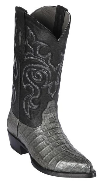 Los Altos Gray Genuine Caiman Tail J Toe Cowboy Boots 990109