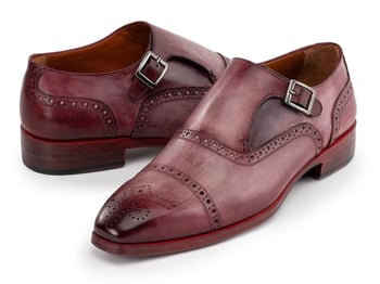 Paul Parkman 65BUR28 Burgundy Genuine Leather Cap Toe Monkstrap Shoes
