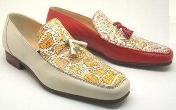 Mauri Red / Cream / Mustard / White Genuine Leather / Fabric Tassel  Loafers.