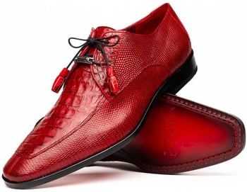 Marco Di Milano "Merida" Red Genuine Caiman And Lizard Dress Shoes